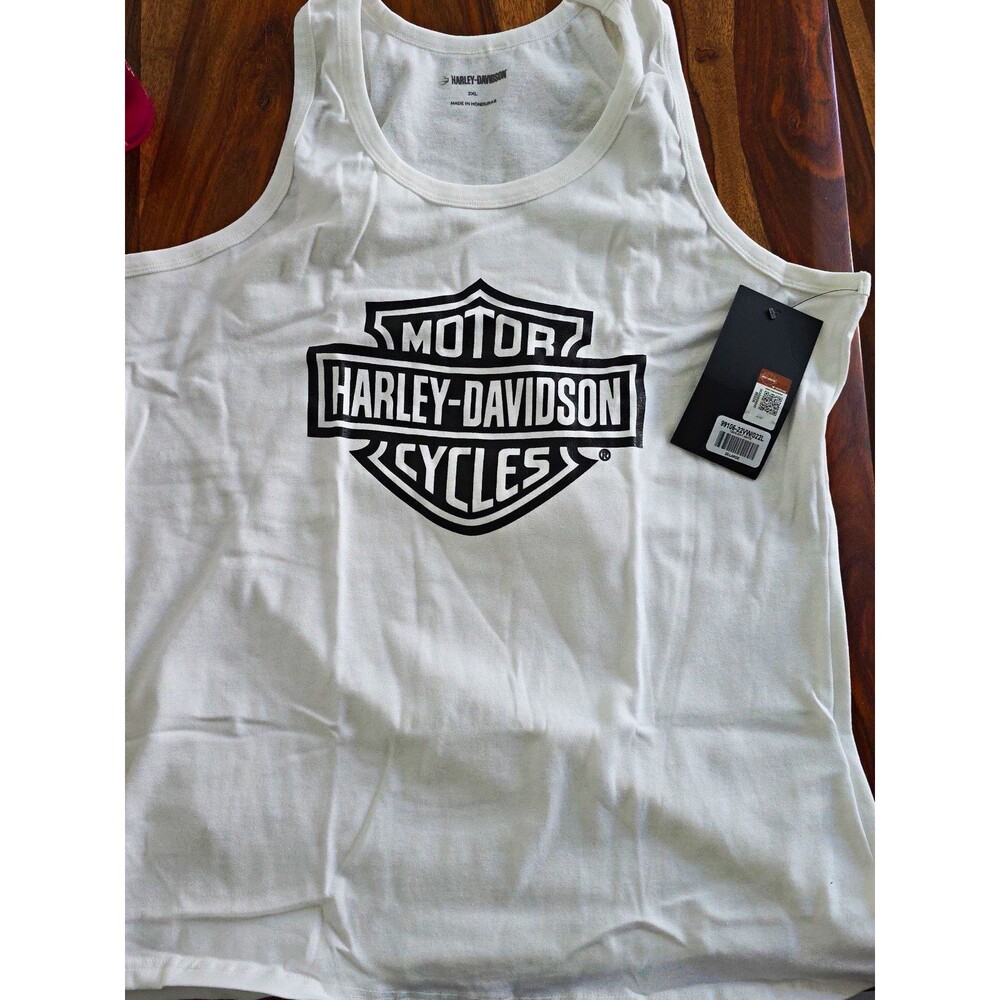 Harley-Davidson Women’s Tank Top Logo Motorcycle White Cotton Scoop Neck XL